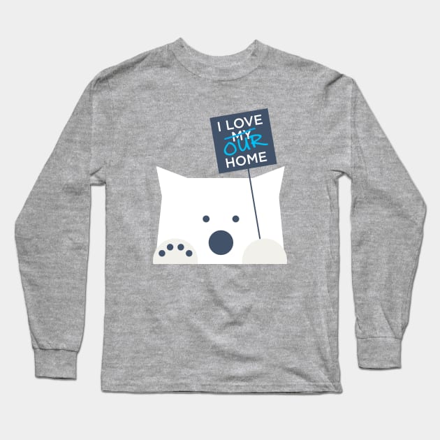I Love Our Home (Polar Bear Strike), White Ink Long Sleeve T-Shirt by ABKS